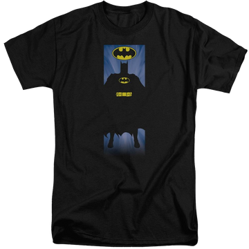 Black men's tall fit t-shirt with Batman Block graphic