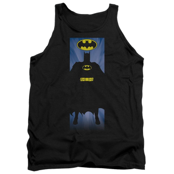 Black men's tank with Batman Block graphic