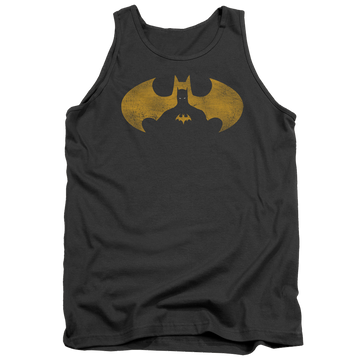 Charcoal men's tank with Batman Bat Symbol Knockout graphic
