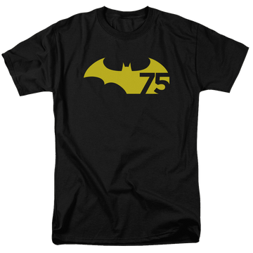 Black men's regular fit t-shirt with Batman 75 Logo 2 graphic