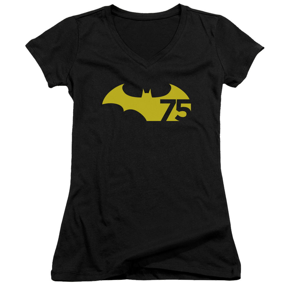 Batman 75 Logo 2 - Juniors V-Neck T-Shirt Juniors V-Neck T-Shirt Batman   