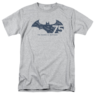 Athletic heather men's regular fit t-shirt with Batman 75 Year Collage graphic
