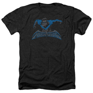 Charcoal men's heather t-shirt with Nightwing Batman Wing Of The Night graphic