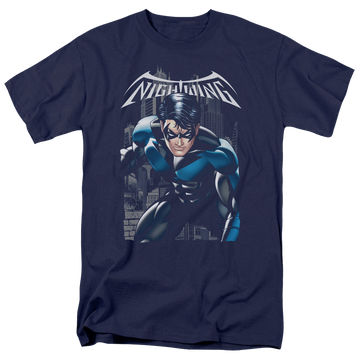 Navy men's regular fit t-shirt with Nightwing Batman A Legacy graphic