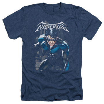 Navy men's heather t-shirt with Nightwing Batman A Legacy graphic
