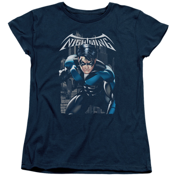 Navy women's t-shirt with Nightwing A Legacy graphic