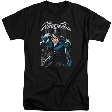 Black men's tall fit t-shirt with Batman A Legacy graphic