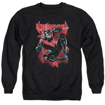 Black men's crewneck sweatshirt with Batman Lightwing graphic
