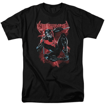 Black men's regular fit t-shirt with Batman Lightwing graphic