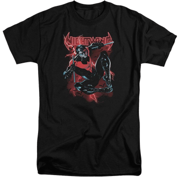 Black men's tall fit t-shirt with Batman Lightwing graphic