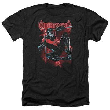 Charcoal men's heather t-shirt with Batman Lightwing graphic