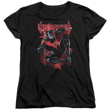Black women's t-shirt with Batman Lightwing graphic