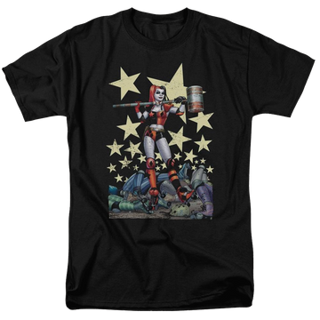 Black men's regular fit t-shirt with Harley Quinn Batman Hammer Time graphic