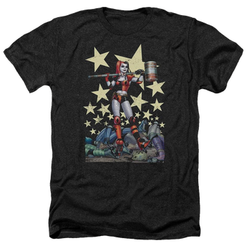 Charcoal men's heather t-shirt with Harley Quinn Batman Hammer Time graphic