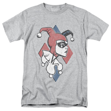 Athletic heather men's regular fit t-shirt with Harley Quinn Batman Profiling graphic