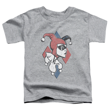 Athletic heather toddler t-shirt with Harley Quinn Profiling graphic