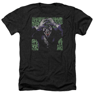 Charcoal men's heather t-shirt with Joker Batman Insanity graphic