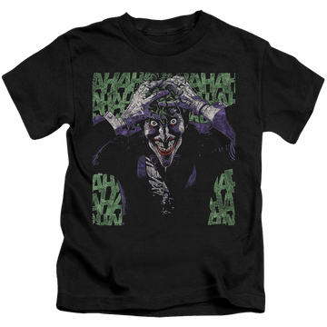 Black kid's t-shirt for ages 4 to 7 with Joker Insanity graphic