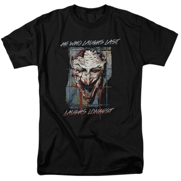 Black men's regular fit t-shirt with Joker Batman Just For Laughs graphic