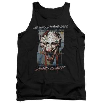 Black men's tank with Joker Batman Just For Laughs graphic