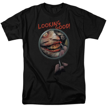 Black men's regular fit t-shirt with Joker Batman Looking Good graphic
