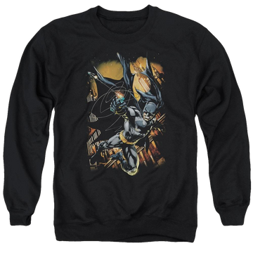Black men's crewneck sweatshirt with Batman Grapple Fire graphic