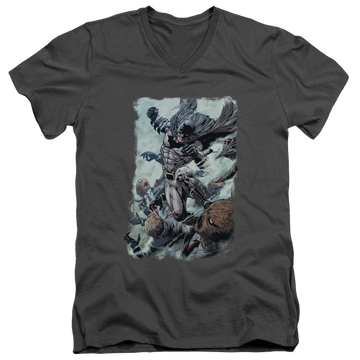 Charcoal men's v-neck t-shirt with Batman Punch graphic