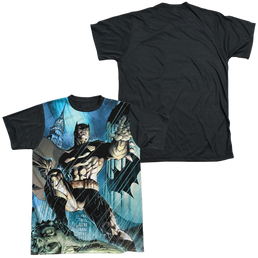 Batman Rainy Rooftop - Men's Black Back T-Shirt Men's Black Back T-Shirt Batman   
