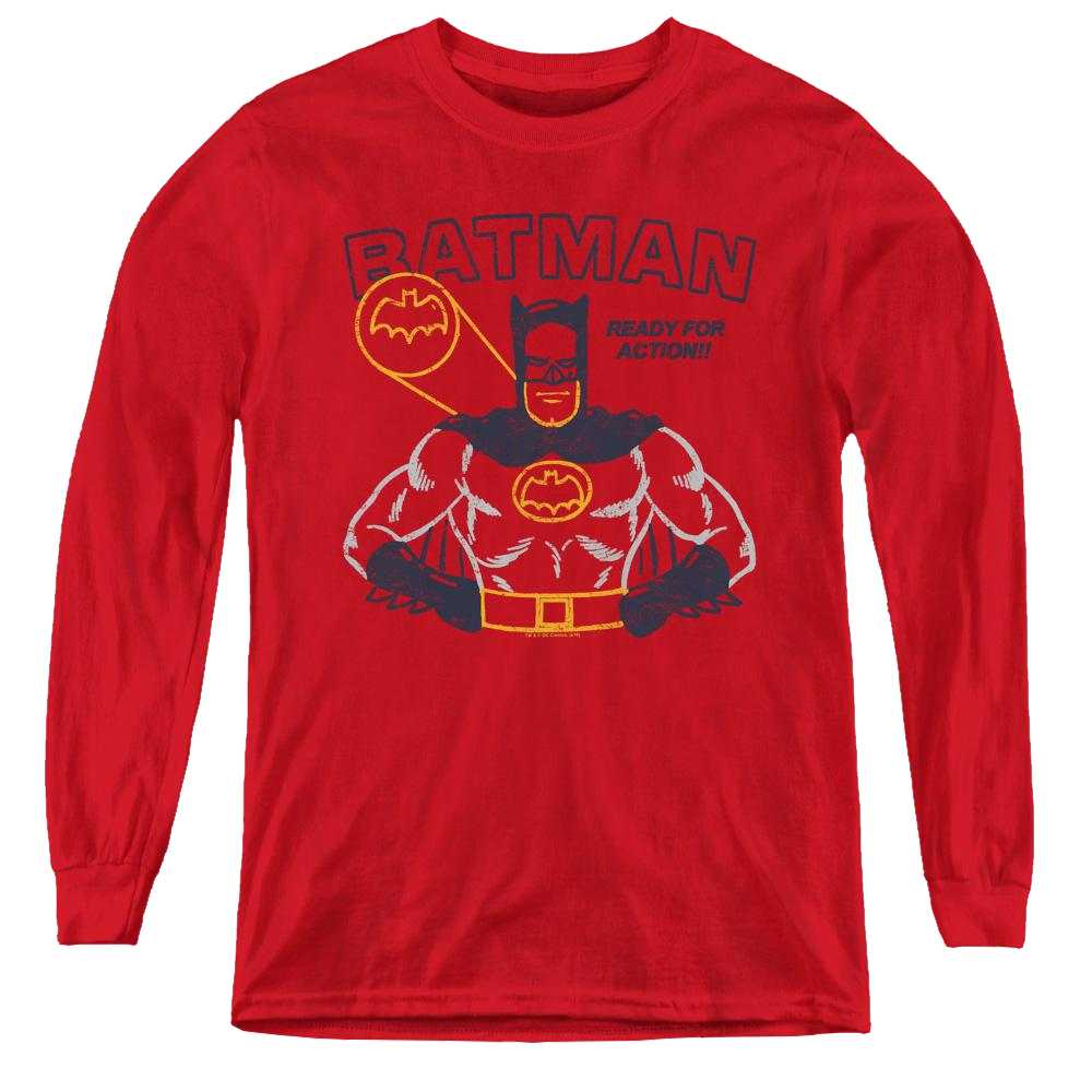 Dc Batman Ready For Action - Youth Long Sleeve T-Shirt Youth Long Sleeve T-Shirt Batman   