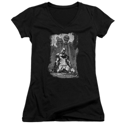Batman Sketchy Shadows - Juniors V-Neck T-Shirt Juniors V-Neck T-Shirt Batman   