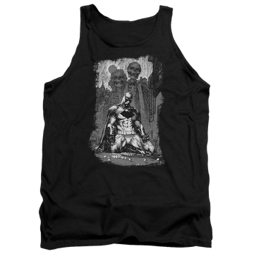 Black men's tank with Batman Sketchy Shadows graphic