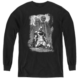 Dc Batman Sketchy Shadows - Youth Long Sleeve T-Shirt Youth Long Sleeve T-Shirt Batman   