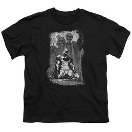 DC Batman Sketchy Shadows - Youth T-Shirt Youth T-Shirt (Ages 8-12) Batman   