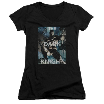 Batman Fighting The Storm - Juniors V-Neck T-Shirt Juniors V-Neck T-Shirt Batman   