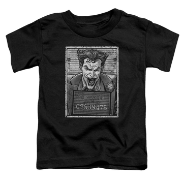 Black toddler t-shirt with Joker Inmate graphic