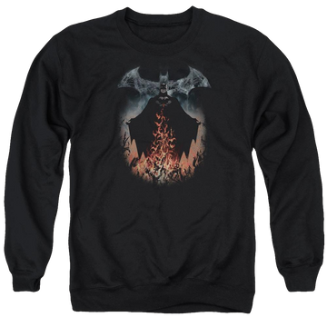 Black men's crewneck sweatshirt with Batman Smoke & Fire graphic