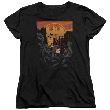 Black women's t-shirt with Batman Always On Call graphic