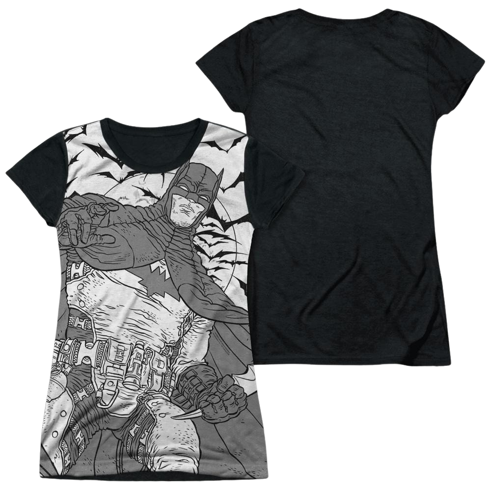 Batman Liney Sub - Juniors Black Back T-Shirt Juniors Black Back T-Shirt Batman   