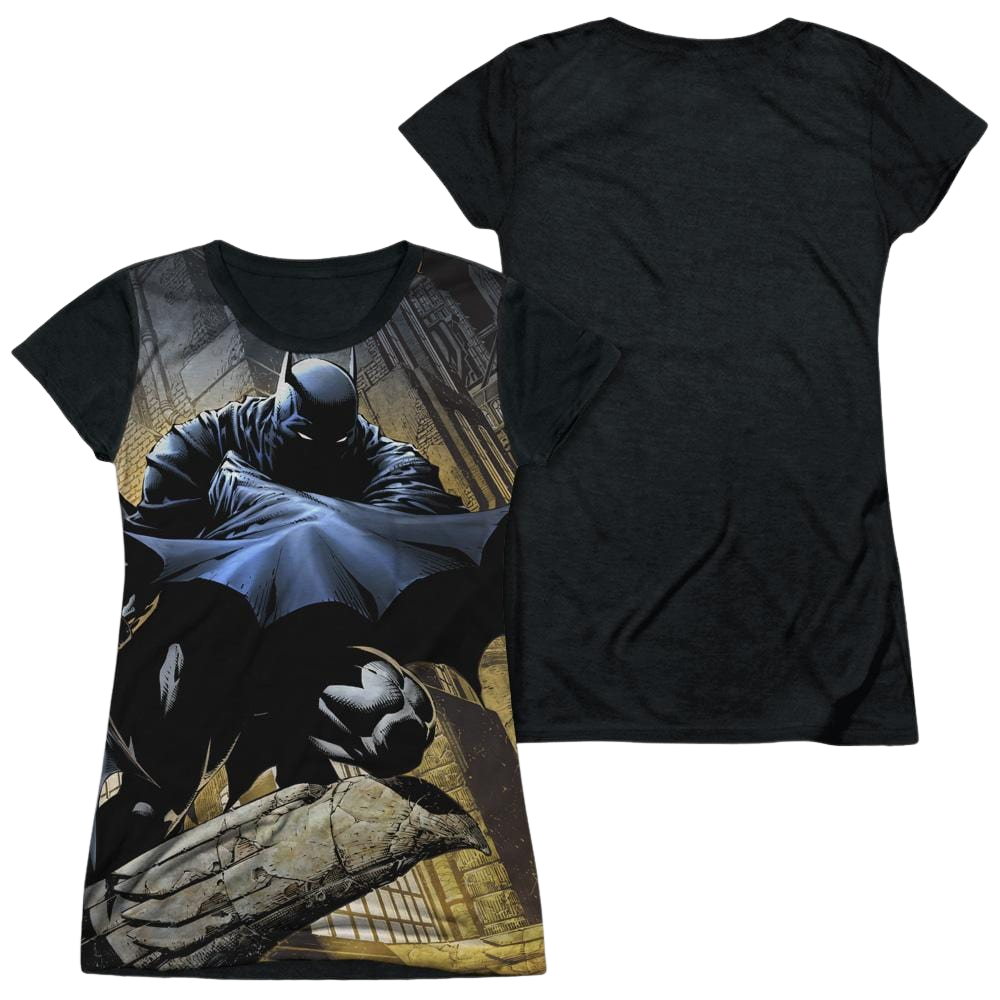 Batman In Shadow - Juniors Black Back T-Shirt Juniors Black Back T-Shirt Batman   