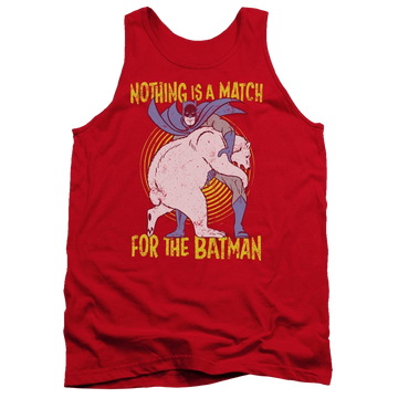 Red men's tank with Batman Bear Wrastling graphic