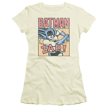 Cream juniors t-shirt with Batman Bat Zap graphic