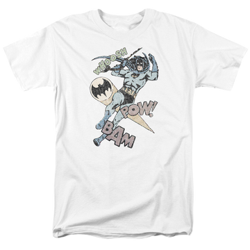 White men's regular fit t-shirt with Batman Halftone Swing graphic
