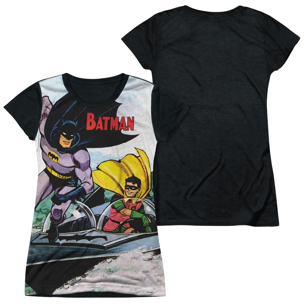 Batman Batboat - Juniors Black Back T-Shirt Juniors Black Back T-Shirt Batman   
