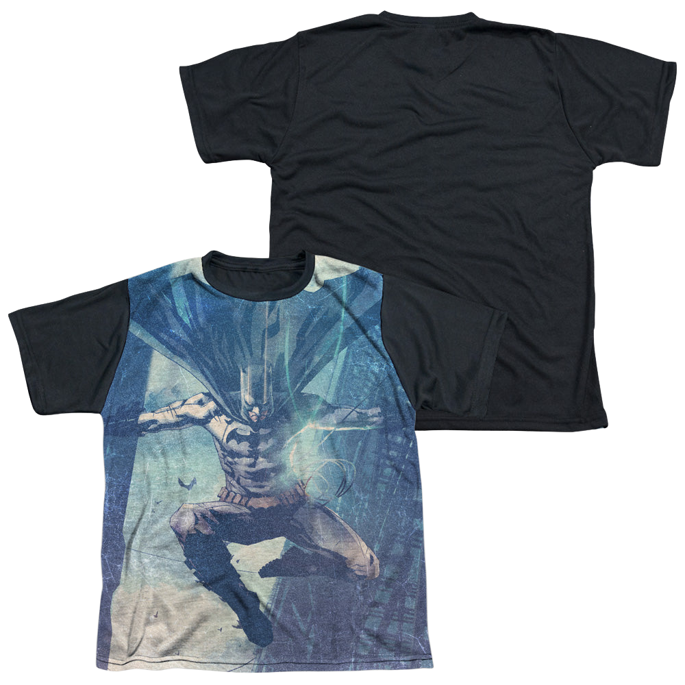 DC Batman Skyscrapers - Youth Black Back T-Shirt Youth Black Back T-Shirt (Ages 8-12) Batman   