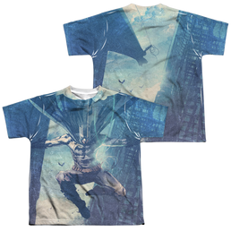 DC Batman Skyscrapers (Front/Back Print) - Youth All-Over Print T-Shirt Youth All-Over Print T-Shirt (Ages 8-12) Batman   