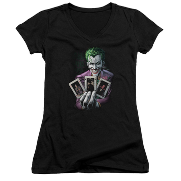 Batman 3 Of A Kind - Juniors V-Neck T-Shirt Juniors V-Neck T-Shirt Joker   