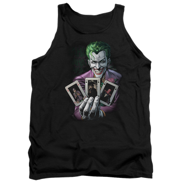 Black men's tank with Joker Batman 3 Of A Kind graphic