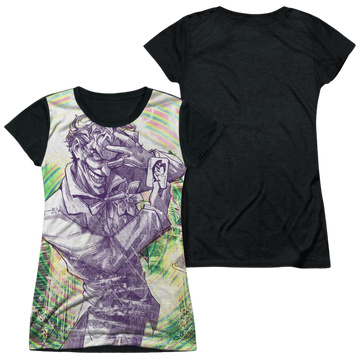 Batman Mad Mad Swirl - Juniors Black Back T-Shirt Juniors Black Back T-Shirt Joker   