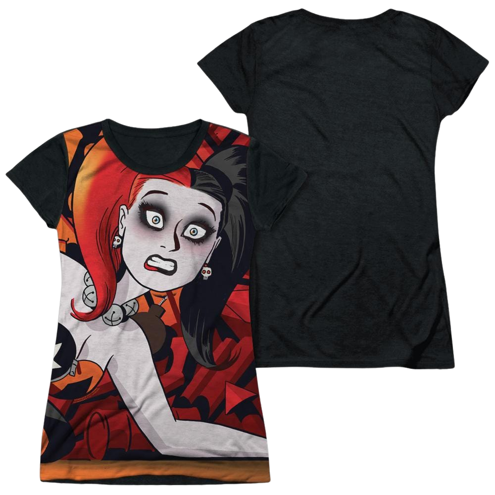 Batman Harley Cooke Cover - Juniors Black Back T-Shirt Juniors Black Back T-Shirt Harley Quinn   