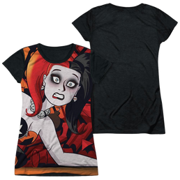 Batman Harley Cooke Cover - Juniors Black Back T-Shirt Juniors Black Back T-Shirt Harley Quinn   